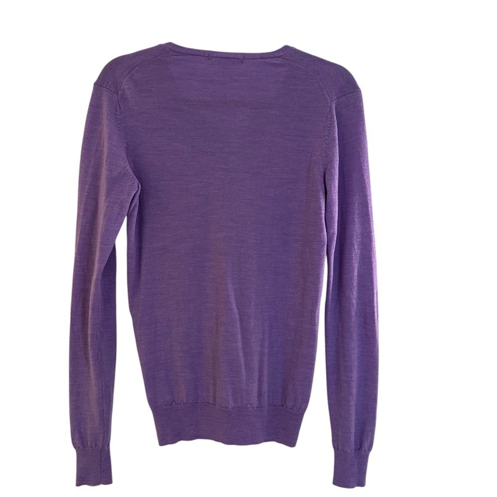 Uniqlo purple V-neck preppy academia sweater Size M Pure new wool - Picture 6 of 9